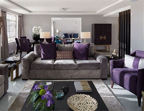 Purple Teal and Gray Living Room