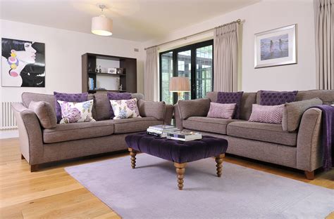 Purple and Taupe Living Room