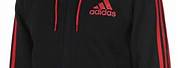 Red Adidas Hoodie with Black Stripes