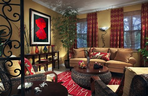 Red Brown and Tan Living Room