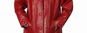Red Leather Swing Coat