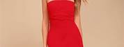 Red Strapless Maxi Dress