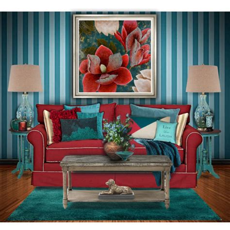 Red and Teal Living Room