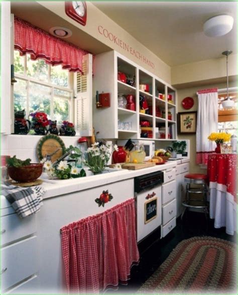 Red and White Country Kitchen