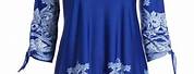 Royal Blue and White Tunic Tops