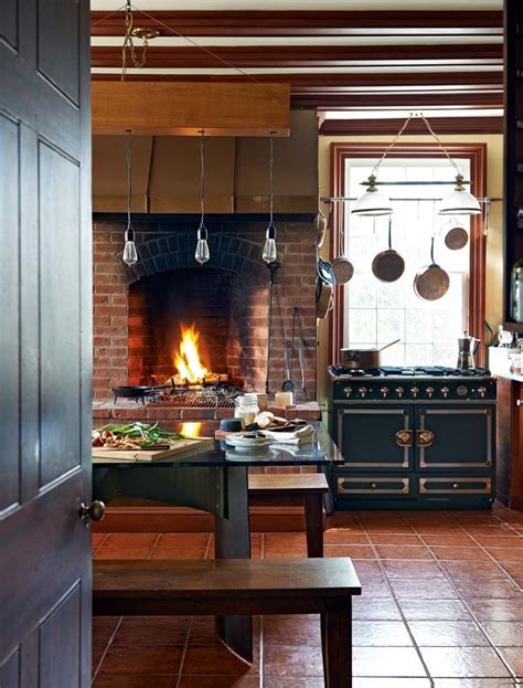 Rustic Kitchens with Fireplaces