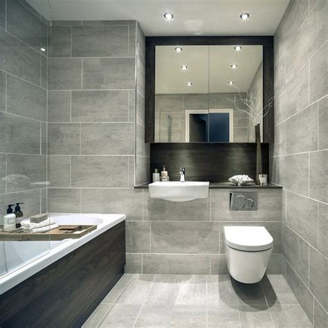 Small Bathroom Gray Tile Floor