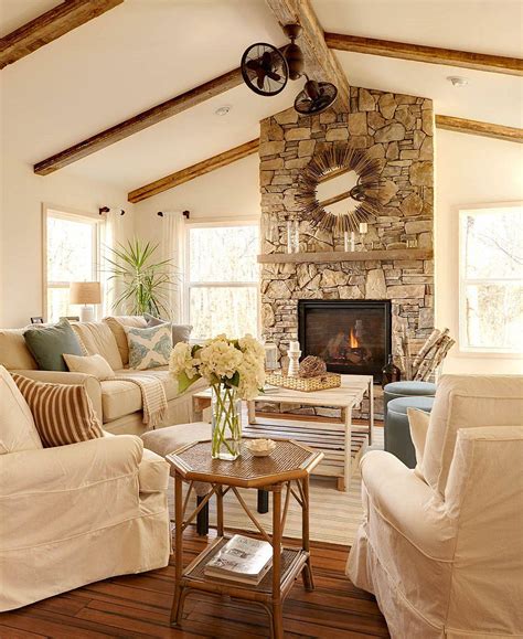 Small Farmhouse Living Room with Fireplace