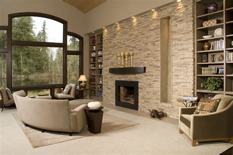 Stone Rock Wall in Living Room