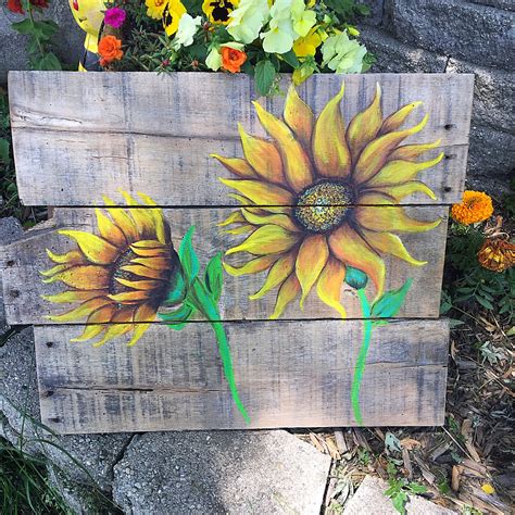 Sunflower Painting On Wood