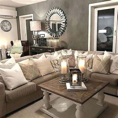 Tan Gray and Black Living Room
