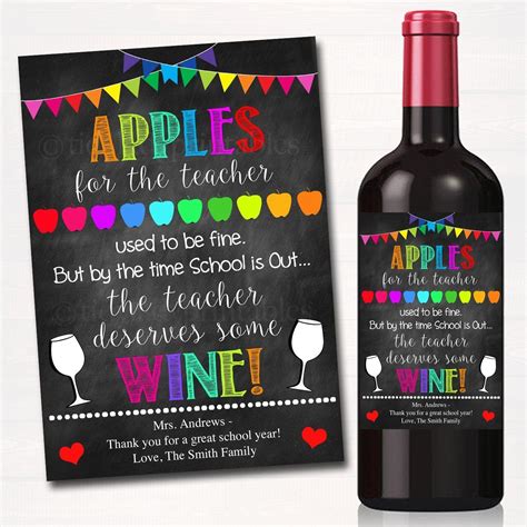 Teacher Appreciation Wine Label Printable