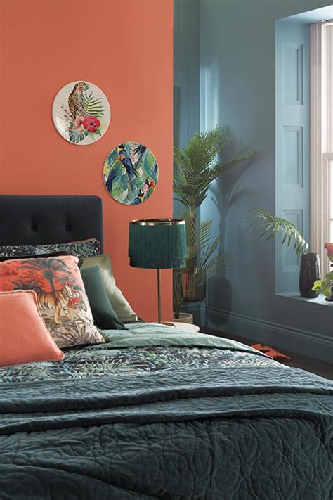 Teal Orange and Gray Bedroom