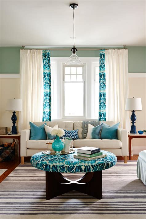 Turquoise and White Living Rooms