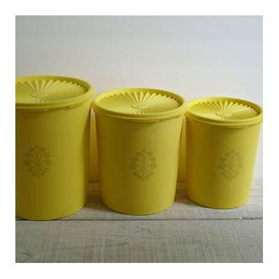 VINTAGE TUPPERWARE FLOUR Sugar Canisters, Three Round, Yellow Containers  $14.99 - PicClick