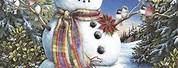 Vintage Christmas Country Snowman Image
