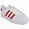 White Adidas with Red Stripes