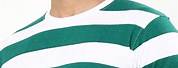 White Green Striped Silk T-Shirt
