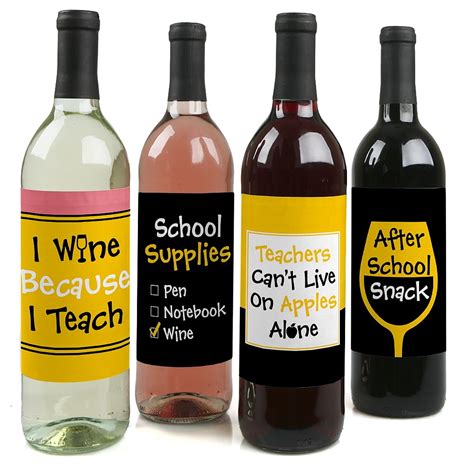 Wine Bottle Labels for Teachers