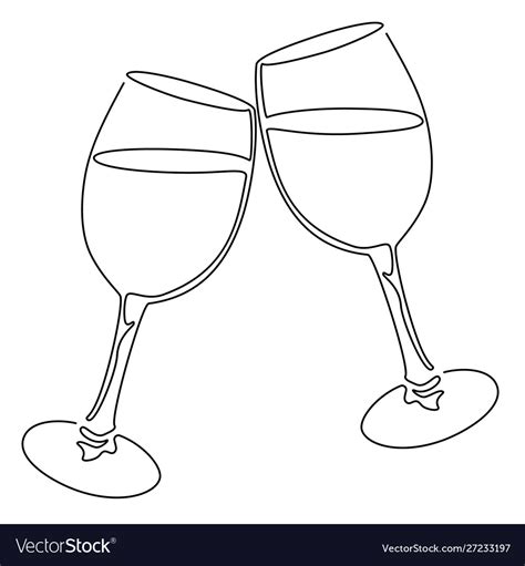 Wine Glass Line Drawing