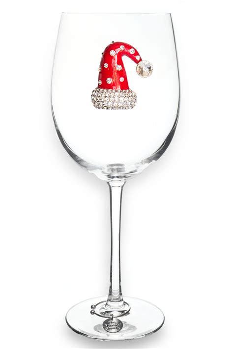Wine Glass with Santa Hat