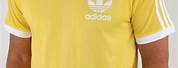 Yellow Adidas T-Shirt with Green Stripes