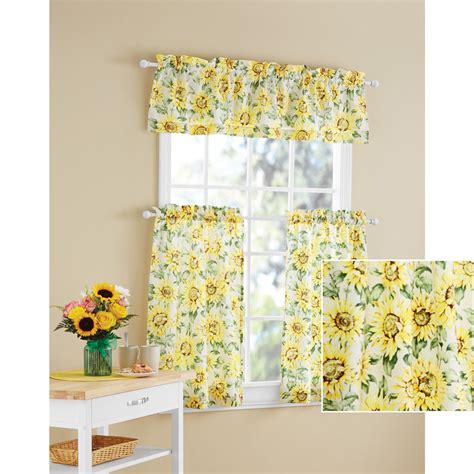 Yellow Sunflower Kitchen Curtains