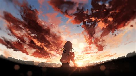Anime Girl Sunset