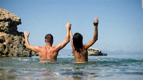 Couples On Nude Beach Spread Legs