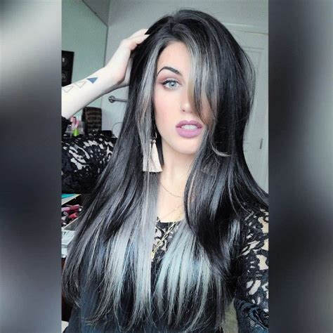 Girl With Black Hair With Silver Highlights