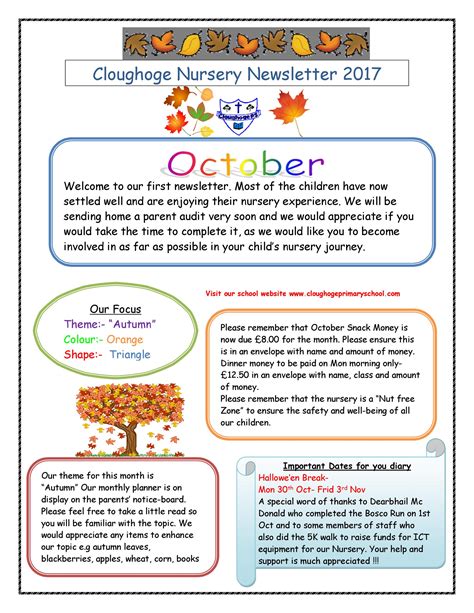 Printable October Newsletter